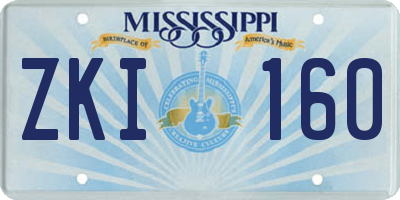 MS license plate ZKI160