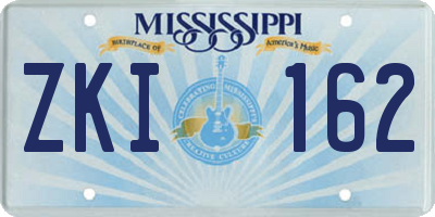 MS license plate ZKI162