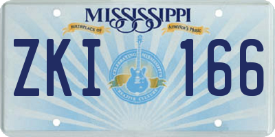 MS license plate ZKI166
