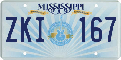MS license plate ZKI167