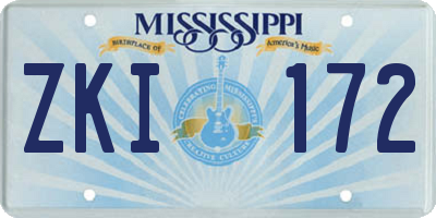 MS license plate ZKI172