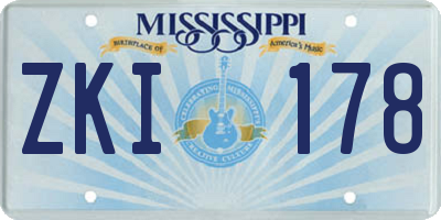 MS license plate ZKI178