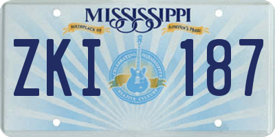 MS license plate ZKI187