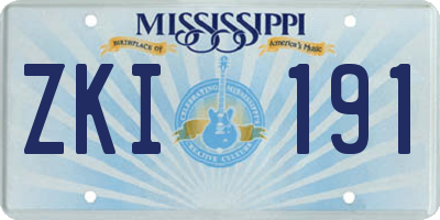 MS license plate ZKI191