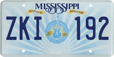 MS license plate ZKI192
