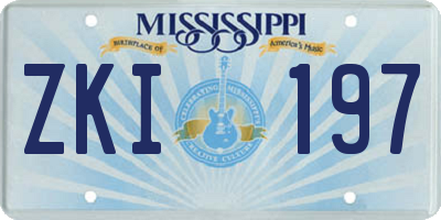 MS license plate ZKI197