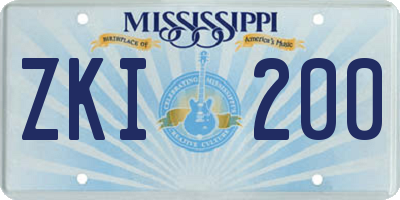 MS license plate ZKI200
