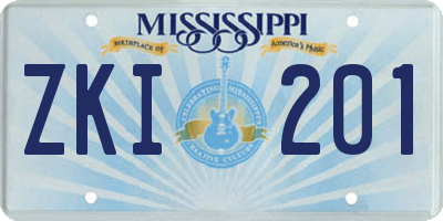 MS license plate ZKI201