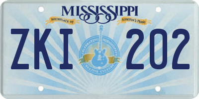 MS license plate ZKI202