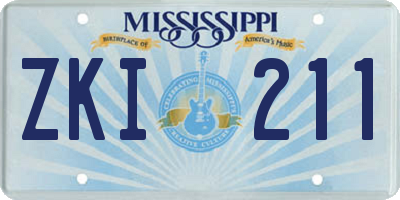 MS license plate ZKI211