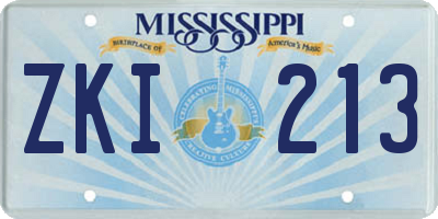 MS license plate ZKI213