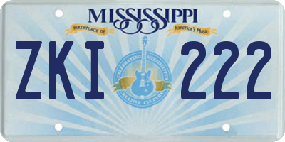 MS license plate ZKI222