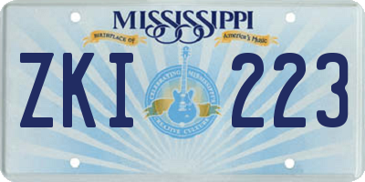 MS license plate ZKI223