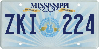 MS license plate ZKI224