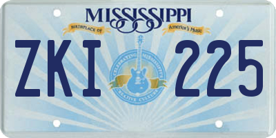 MS license plate ZKI225
