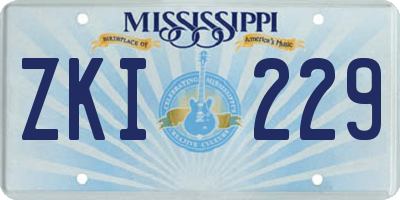 MS license plate ZKI229