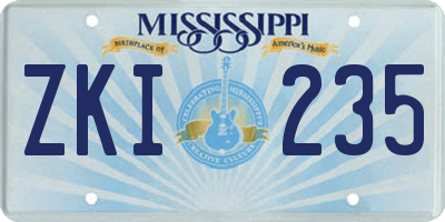 MS license plate ZKI235