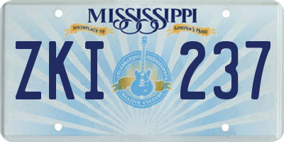 MS license plate ZKI237