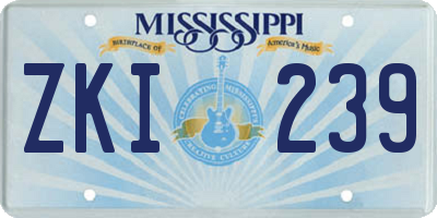MS license plate ZKI239
