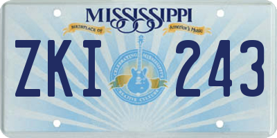 MS license plate ZKI243