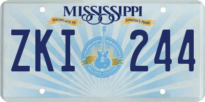 MS license plate ZKI244