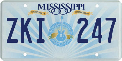 MS license plate ZKI247