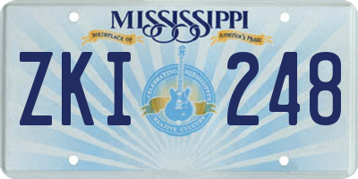 MS license plate ZKI248
