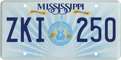 MS license plate ZKI250
