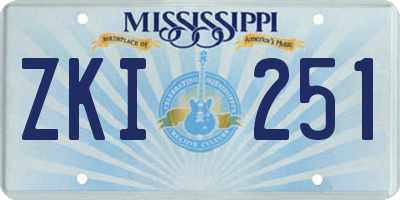MS license plate ZKI251