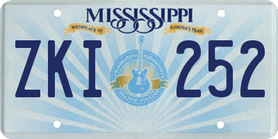 MS license plate ZKI252