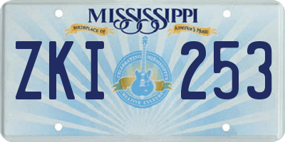 MS license plate ZKI253