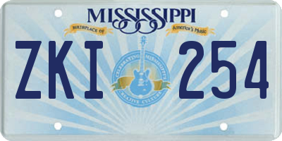 MS license plate ZKI254