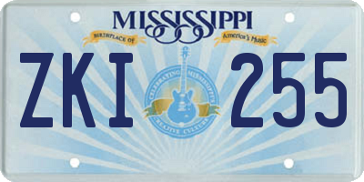 MS license plate ZKI255