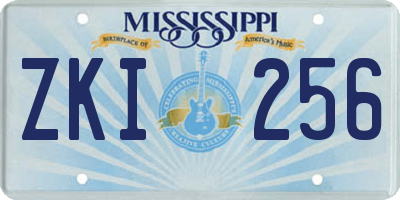 MS license plate ZKI256