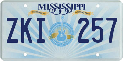 MS license plate ZKI257