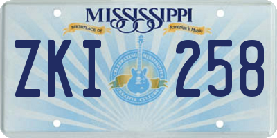 MS license plate ZKI258