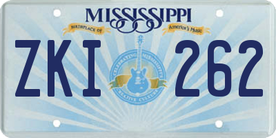 MS license plate ZKI262