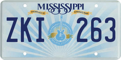 MS license plate ZKI263
