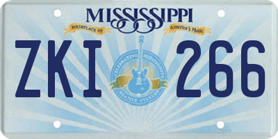 MS license plate ZKI266