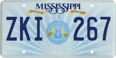 MS license plate ZKI267