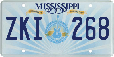 MS license plate ZKI268