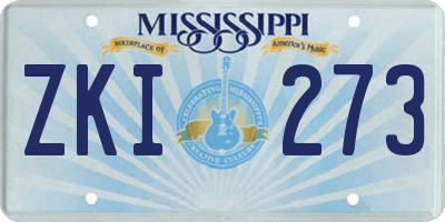 MS license plate ZKI273
