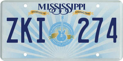 MS license plate ZKI274