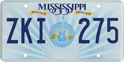 MS license plate ZKI275