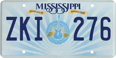MS license plate ZKI276