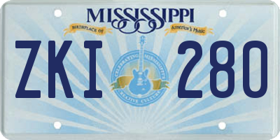 MS license plate ZKI280