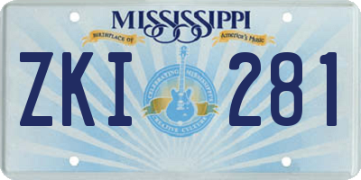 MS license plate ZKI281