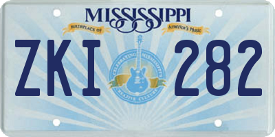 MS license plate ZKI282