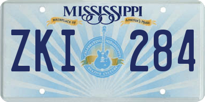 MS license plate ZKI284