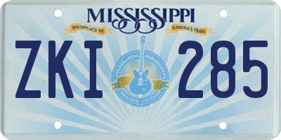 MS license plate ZKI285